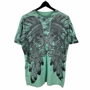 Mens Y2K Xtreme Couture All Over Print Tribal Native Grunge Shirt Size L